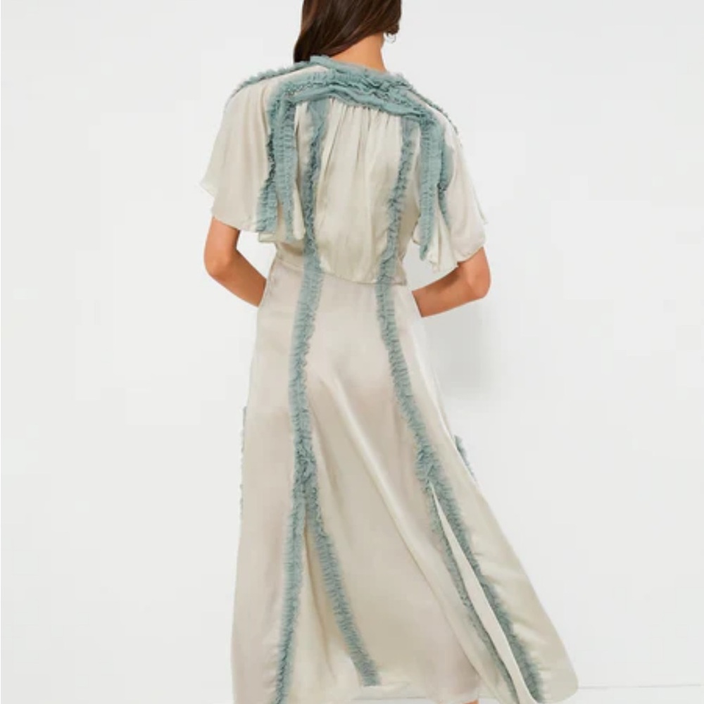 THE GREAT. Cream and Blue Ruffled Dancehall dress - Picture 7 of 10